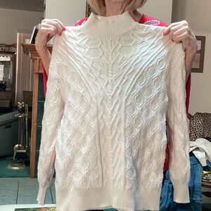 Talbots Cream Cable Knit Turtleneck Sweater